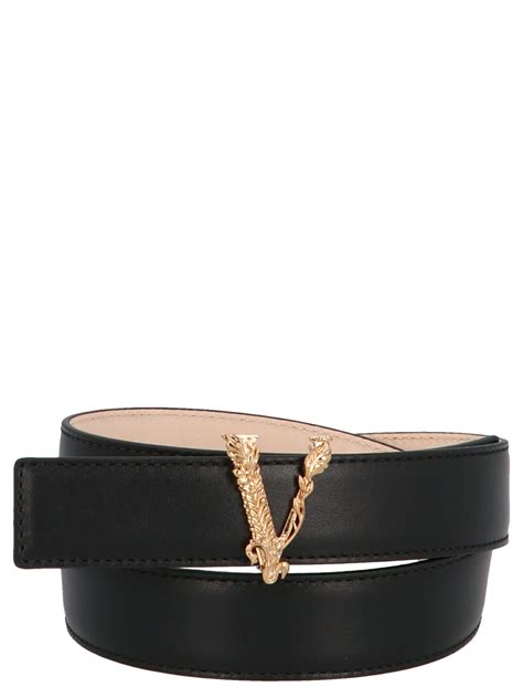 versace v logo belt